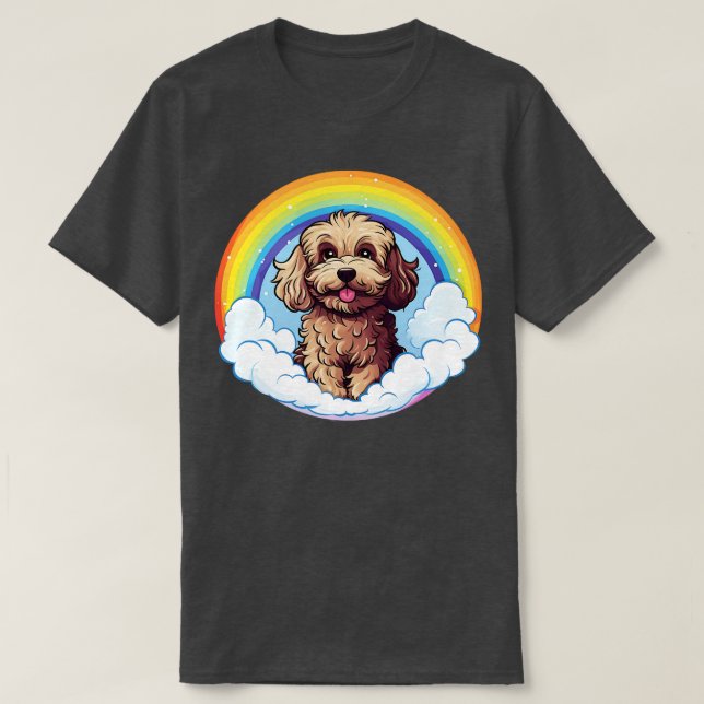 T-shirt Cute Cockapoo Rainbow Cloud Kawaii Chien Heureux C (Design devant)