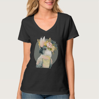 T-shirt Cute Cockatoo Parrot Bird Flower Crown Pet Birds