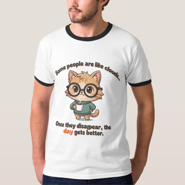 T-shirt Cute Coffee Cat with Funny Attitude Quote  (Devant)