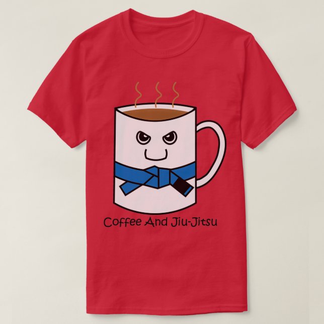 T-shirt Cute Coffee et Jiujitsu Mug Blue Belt (Design devant)