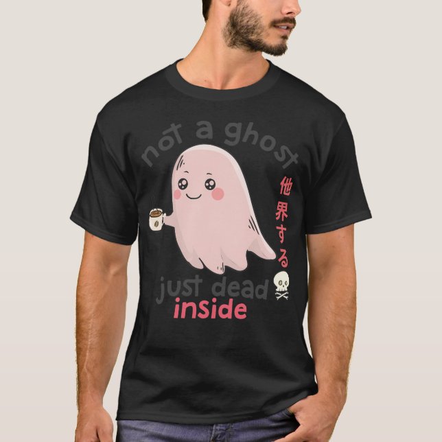 T-shirt Cute Coffee Ghost Debout Dans Pastel Goth Déplaisa (Devant)