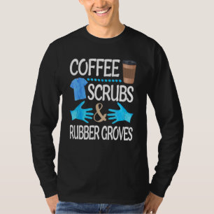 T-shirt Cute Coffee Scrubs Et Gants En Caoutchouc Infirmiè