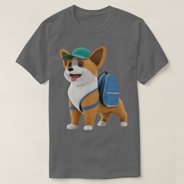 T-shirt Cute Cogi Puppy Dog Backpack Baseball Cap Back To  (Design devant)
