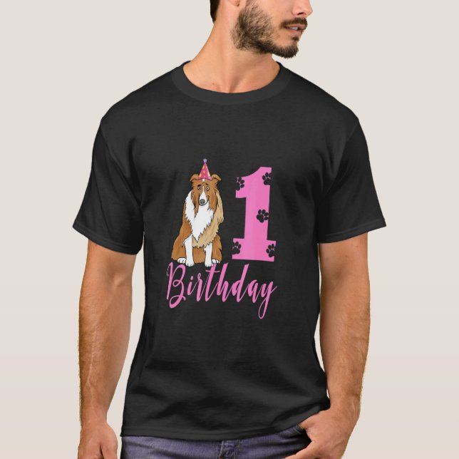 T-shirt Cute Collie 1E Anniversaire (Devant)