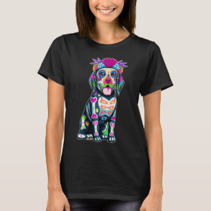 T-shirt Cute Coloré Beagle Chien Sugar Crâne Mexique Hallo