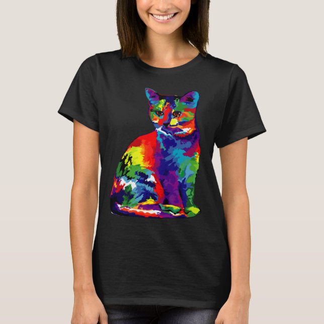 T-shirt Cute Colorful Cat for Cat Pop (Devant)