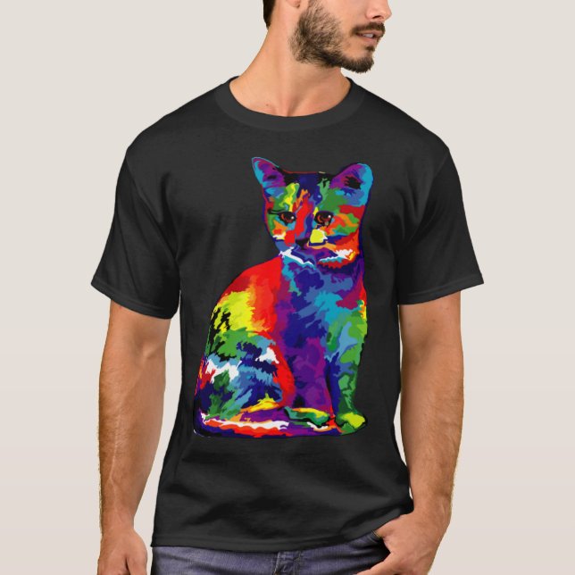 T-shirt Cute Colorful Cat for Cat Pop (Devant)