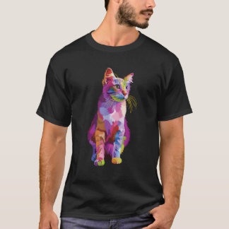 T-shirt Cute Colorful Cat sitting for kitten lover art Kit