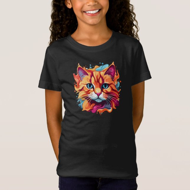 T-Shirt Cute Colorful Chat Face-87002 (Devant)