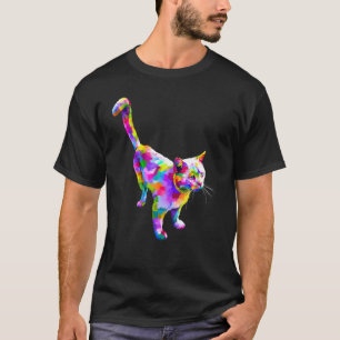 T-shirt Cute Colorful Chat Peinture Kitten Art coloré