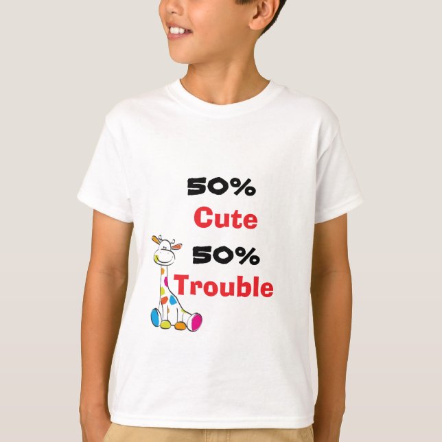 T-shirt Cute Colorful Giraffe 50% Trouble Art (Devant)