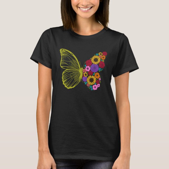 T-shirt Cute Colorful Monarch Butterfly Flower  Butterflie (Devant)