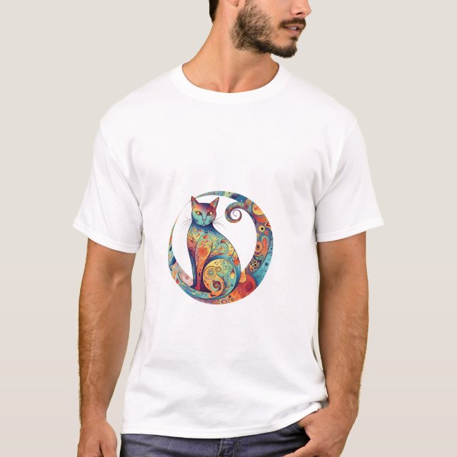 T-shirt cute colurful cat design  (Devant)