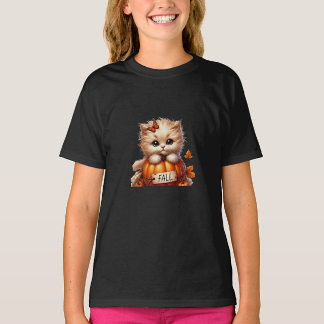 T-shirt Cute Conception de chats d'automne pour enfants (Devant)