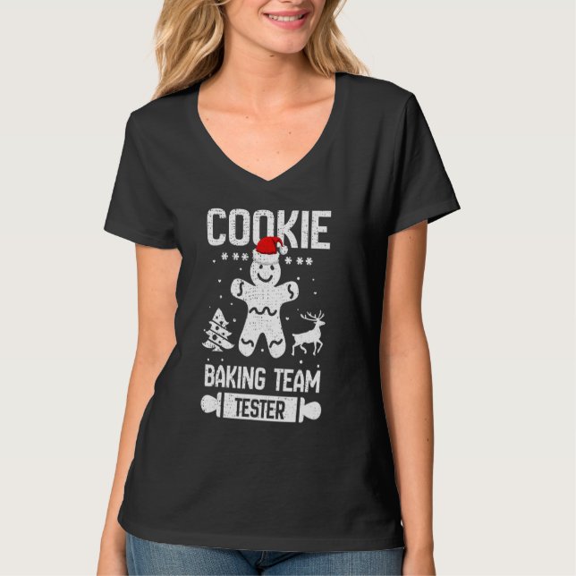 T-shirt Cute Cookie Baking Team Tester Gingerbread Christa (Devant)