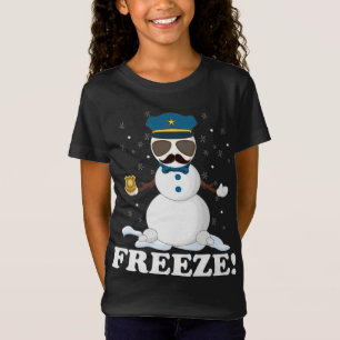 T-Shirt Cute Cop Snowman Freeze Funny Police Parc de Noël