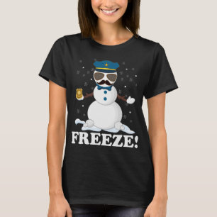 T-shirt Cute Cop Snowman Freeze Funny Police Parc de Noël
