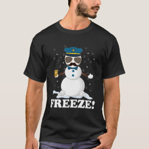 T-shirt Cute Cop Snowman Freeze Funny Police Parc de Noël