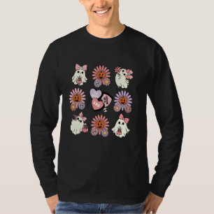 T-shirt Cute Coquette Bow Funky Floral Boo Ghost Éffrayant