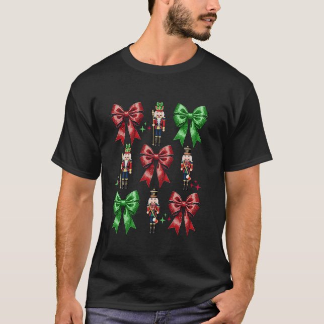 T-shirt Cute Coquette Bow Nutcracker Squad Noël Famille (Devant)