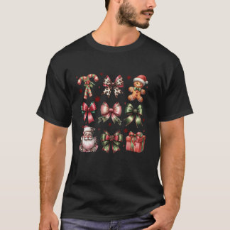 T-shirt Cute Coquette Noël Fille Bow Gingerbread Sant