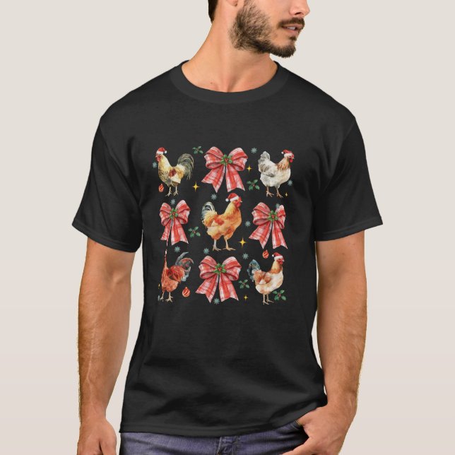 T-shirt Cute Coquette Red Bow Chickens Lover Animaux de fe (Devant)