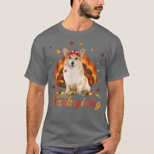 T-shirt Cute Corgi Bon thanksgiving Turquie Chien Crispy L