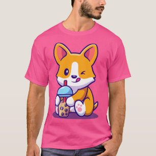 T-shirt Cute Corgi Buvez Du Lait Thé Boba