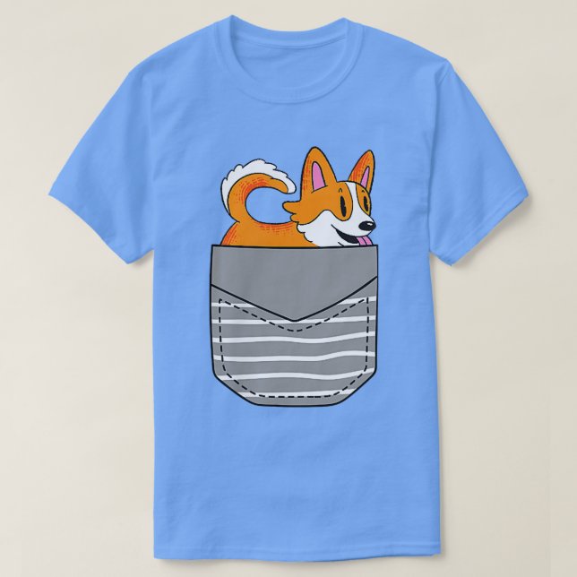 T-shirt Cute Corgi Dog Pocket  (Design devant)
