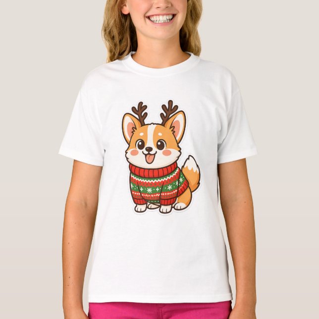 T-shirt Cute Corgi Dog Ugly Christmas Sweater Holiday Swea (Devant)
