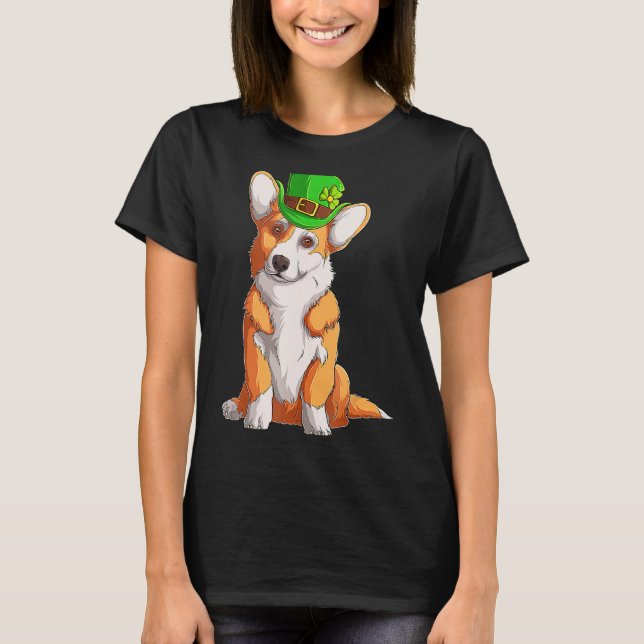 T-shirt Cute Corgi Irish Pub Clover Lover St Patrick's Day (Devant)