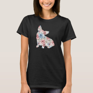 T-shirt Cute Corgi propriétaire Fleur Floral Silhouette Ch