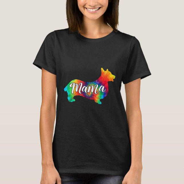 T-shirt Cute Corgi Psychedelic Art Hippy Chien Mama (Devant)
