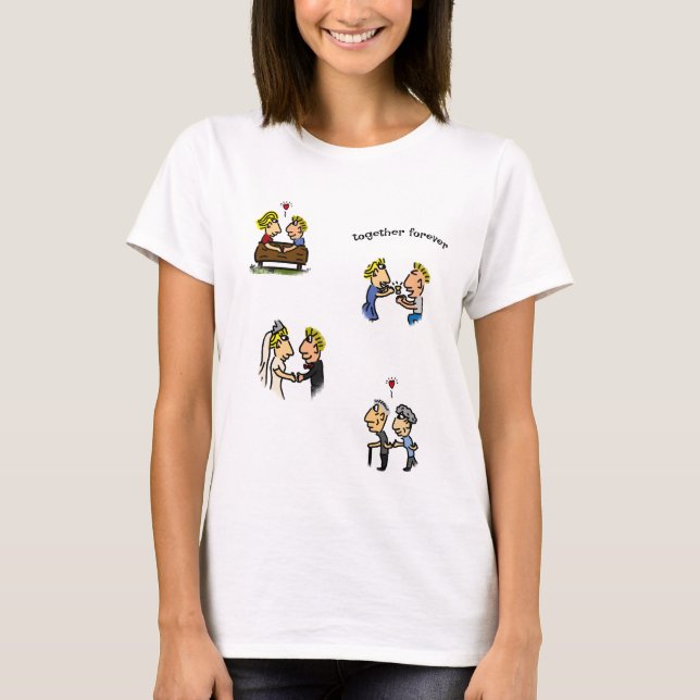 T-shirt Cute Couple Ensemble Pour Toujours Loever Cartoon  (Devant)
