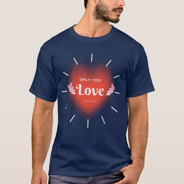 T-shirt Cute Couple Love Heart Tee (Devant)