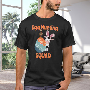 T-shirt Cute Cow n Rooster Egg Hung Squad Farm Pâques