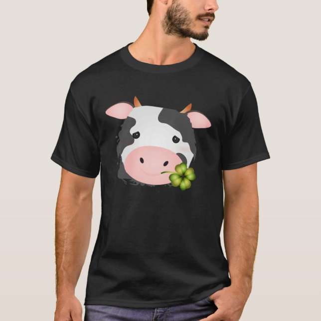 T-shirt Cute cow with c leaf for farm fans (Devant)