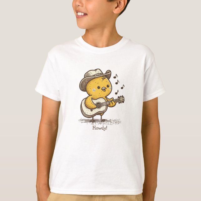 T-shirt Cute Cowboy Baby Chick Jouer Guitare Personnalisée (Devant)
