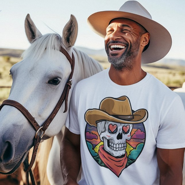 T-shirt Cute cowboy crâne - yeux coeur (Créateur téléchargé)