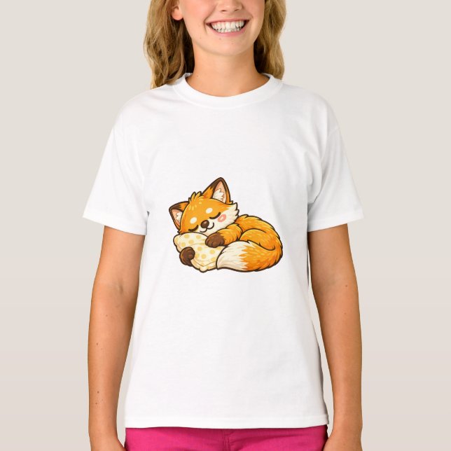 T-shirt Cute Cozy Sleeping Fox (Devant)
