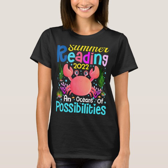 T-shirt Cute Crabe Océans Des Possibilités Lecture Été 2 (Devant)