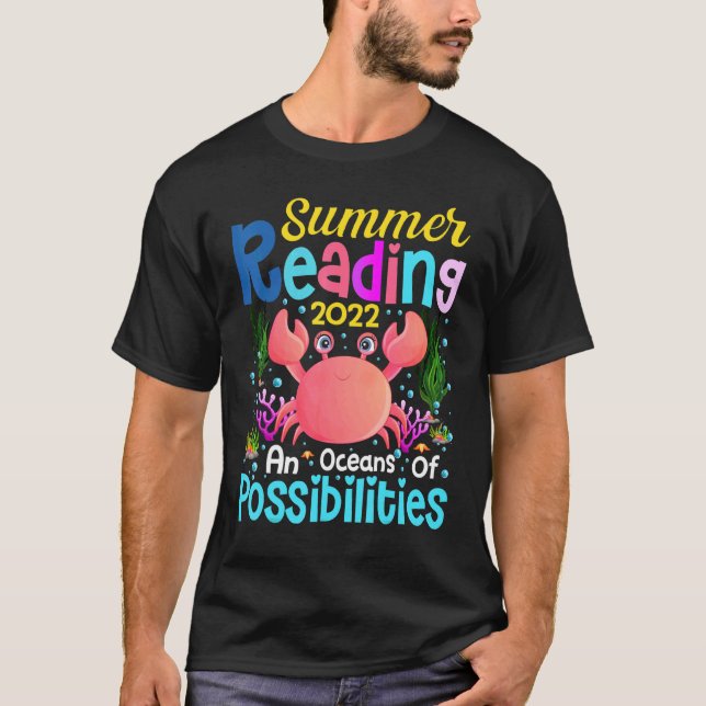 T-shirt Cute Crabe Océans Des Possibilités Lecture Été 2 (Devant)
