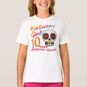 T-shirt Cute Crâne et Coeurs Personnalisé Anniversaire