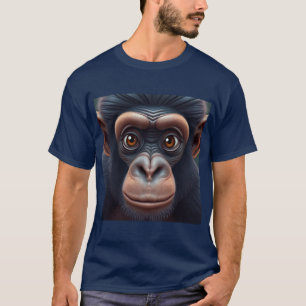 T-shirt Cute Crazy Funny Chimpanzé Anime Portrait