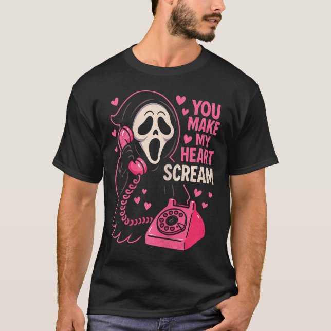 T-shirt Cute Creepy Horror Make My Heart Scream Valentine’ (Devant)