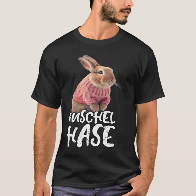 T-shirt Cute cuddly rabbit winter ski rabbit (Devant)