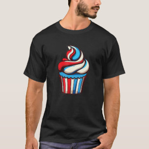 T-shirt Cute Cupcake 4 juillet couleurs USA American Red W
