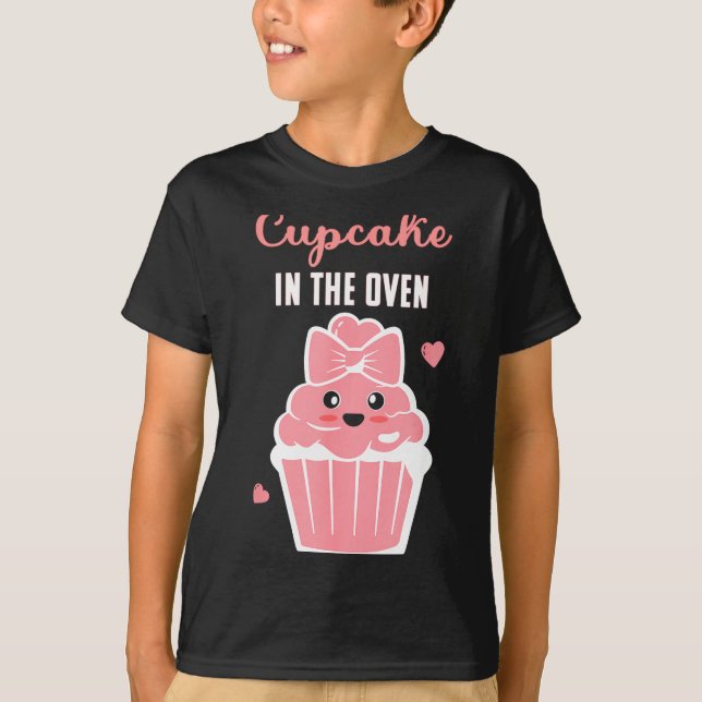 T-shirt Cute Cupcake In The Oven Gender Reveal Baby Girl  (Devant)