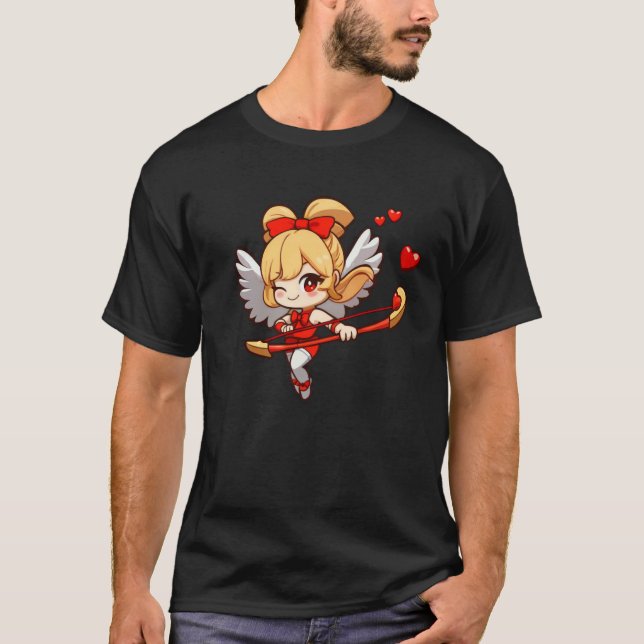 T-shirt Cute Cupid Heart Valentine's Day Matching Couple (Devant)