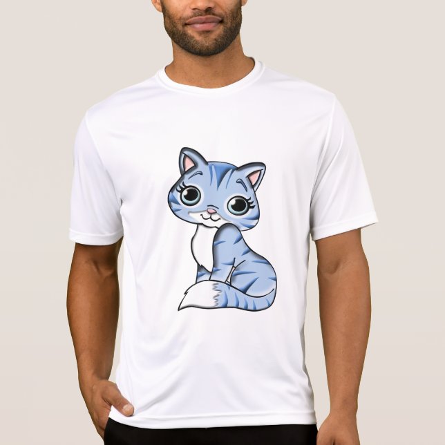 T-SHIRT CUTE CUT SOURIANT CUISINE BLEU SKY AUX YEUX BLEUS. (Devant)